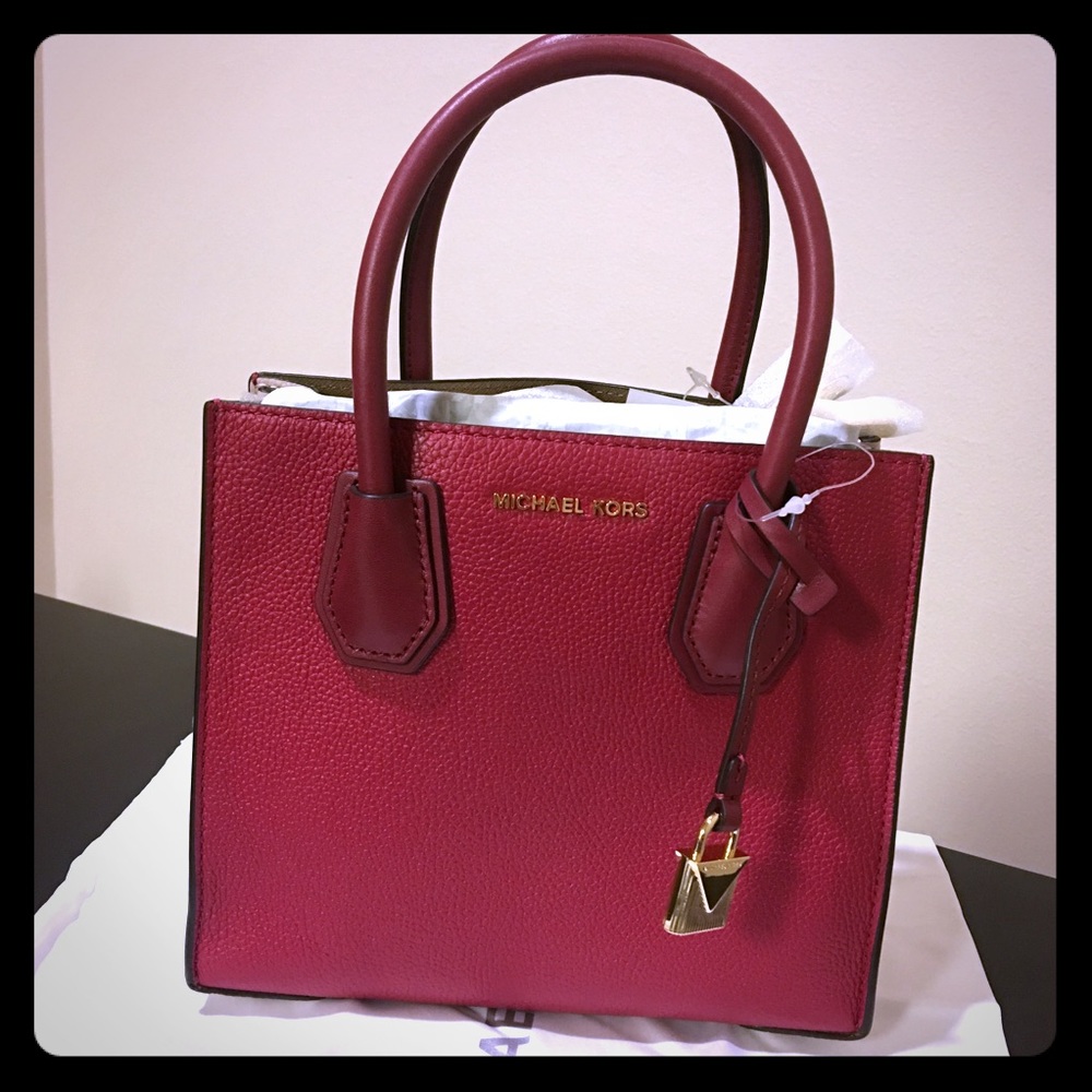 Michael kors medium mercer，Mulberry/pink/cream